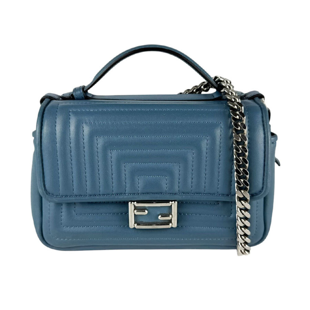 Fendi FENDI Shoulder Bag Double Micro Baguette Leather Blue Women's 8M0371-I8...